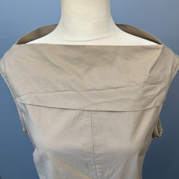 Unique Lauren Vidal Sofia Sleeveless Dress Jackie O Collar Size L Made in Italy - Picture 2 of 10